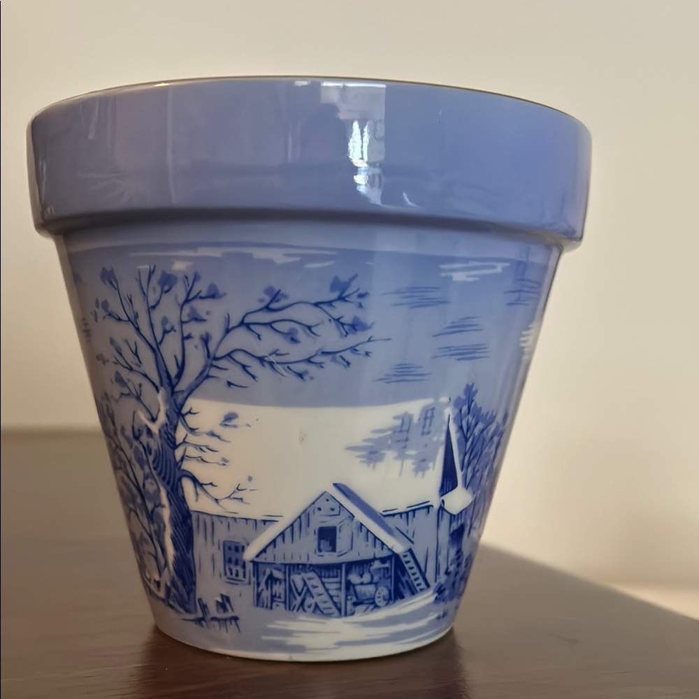Currier & Ives - the Farmer’s Home - Winter - Blue and White Ceramic art